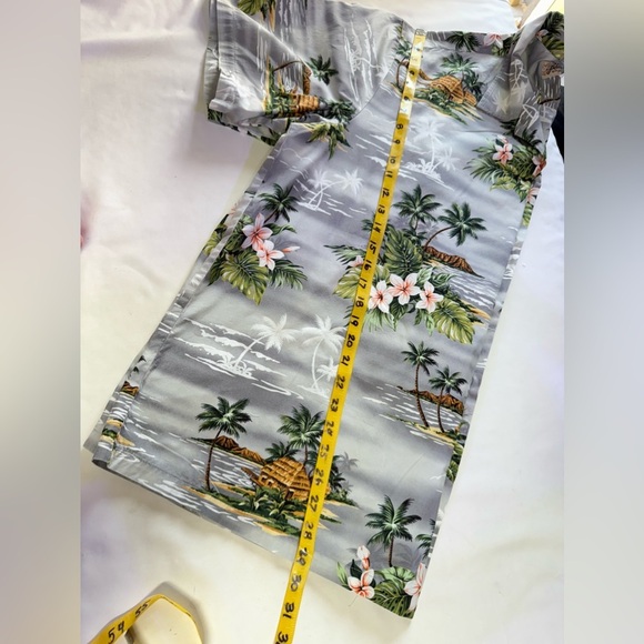 BLUE HAWAII Gray Tropical Print short sleeve button down shirt size XXL. - Picture 11 of 11